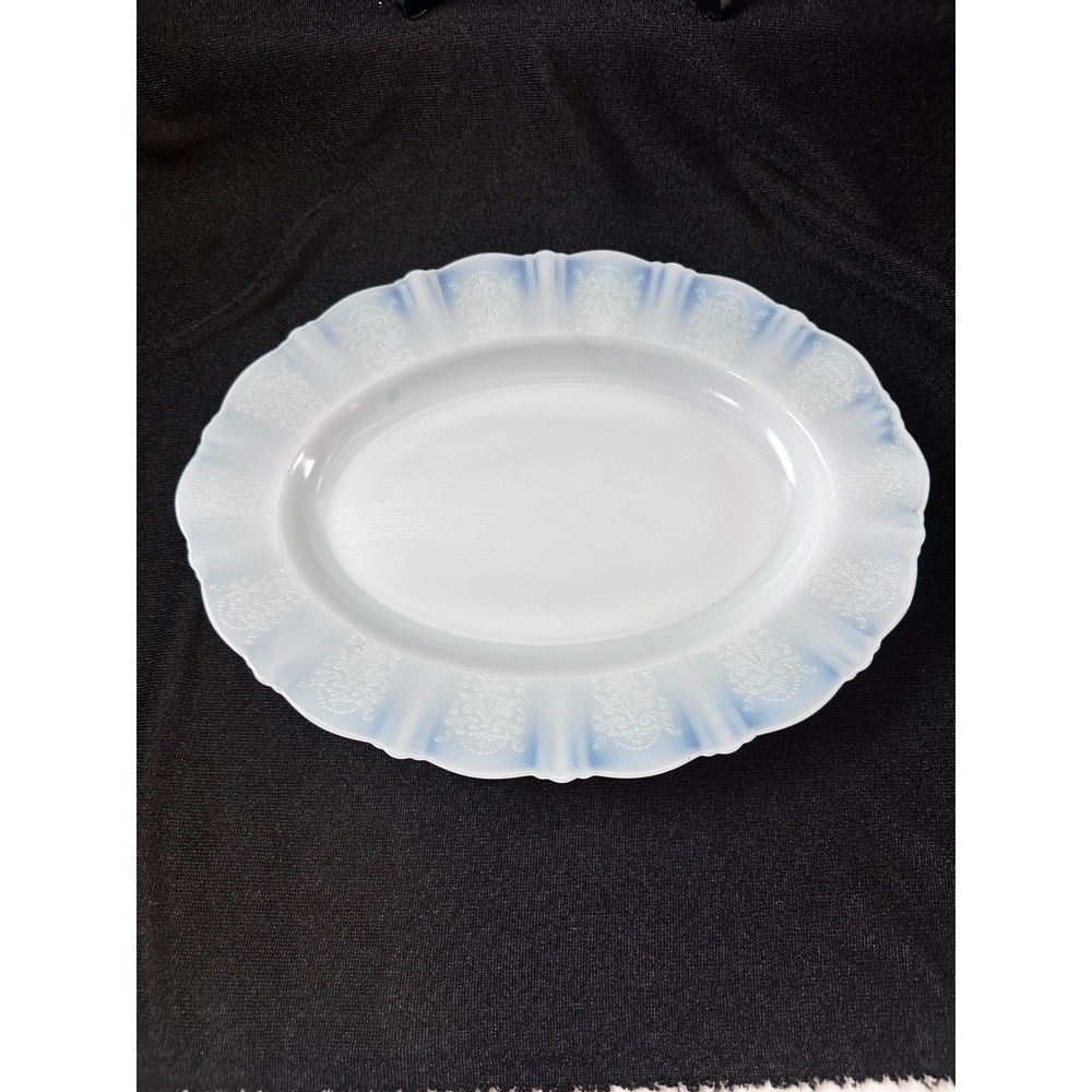 2 MacBeth-Evans Monax American Sweetheart etched Platters 13" Opalescent Glass - Picture 13 of 16